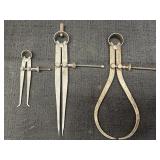 (3) L.S. Starrett Co. Calipers outside, inside,