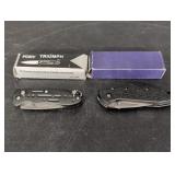 (2) Pocket Knives w/ Single Blades Black plastic