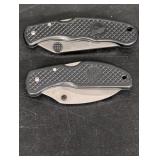 (2) Black Plastic w/ Eagle Design Pocket Knives