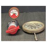 Prest-O-Lite acetylene regulator & Waltham 8-day