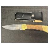 Stainless steel folding pocket knife & sheath
