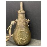 Vtg. US Eagle Peace Black Powder Flask Bottle