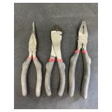 3pc pliers set- needle-nose, diagonal cutters, &