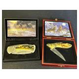 2 wildlife themed folding pocket knives in black
