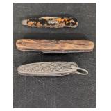 (3) small pocket knives two w/ double blades