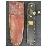 2 leather knife sheaths, 8in