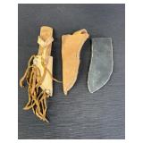 3 leather knife sheaths, 6 & 7 in
