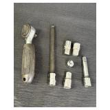 3/8in drive stubby ratchet, extensions & sockets