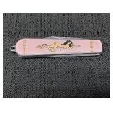 Pink single blade knife w/ nude lady United Korea