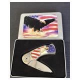 Patriotic 3in stainless blade folding pocket knife