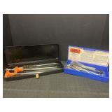 Misc. gun cleaning tools/supples in plastic case