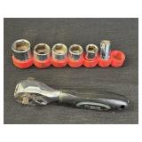 3/8' & 1/2' drive dual head mini ratchet & 6 3/8in