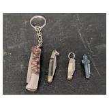 (4) Novelty pocket knives 1in, 1.5in & 2in