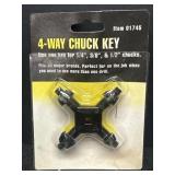 4-way chuck key for 1/4', 3/8'!, & 1/2' chucks