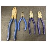 (4) Klein Tools Lineman's Pliers variety sized