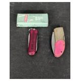 Rough Rider pink w/ brass case pocket knife Red