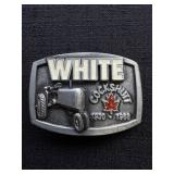 Vtg. Pewter White Cockshutt Belt Buckle