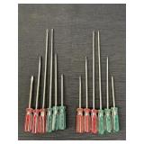2 - 6pc sets of flat head & Phillips screwdrivers,