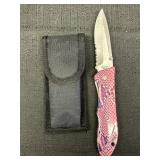 Stainless steel folding pocket knife w/ snakeskin