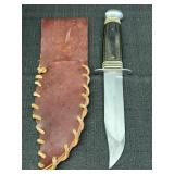 Vtg. Hunting knife with leather sheath/holder