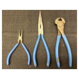 (3) needle nose pliers, end cutting pliers, &