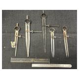 Variety sized spring dividers & mini rulers