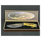 Carved Elk Knife w/ Case