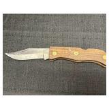 Vtg. Stainless folding pocket knife w/ wooden