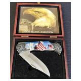 Patriotic 9/11 3.5in blade folding pocket knife in