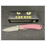 Cat eye pink folding pocket knife