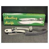 Stainless steel hunting knife w/ leather sheath