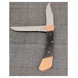 2 Blade Buck Knife stainless w/ black micarta &
