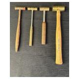 Brass head and non marring mallets.  10.5in