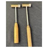 2 brass & nylon head mallets, 9.5 & 11in lengths