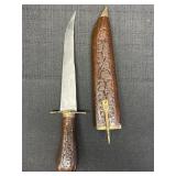 Indian Dagger Knife Hand Carved Wooden Sheath