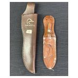 2 leather knife sheaths, Ducks Unlimited & Germany