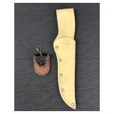 Small leather pouch w/chain & knife sheath,