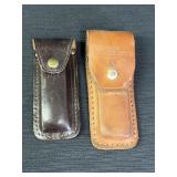 2 leather multi tool or folding knife sheathes,
