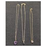 (3) Gold-Tone Chain Necklaces w/ Pendants