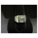 14K White Gold Blue Moonstone Style Ring