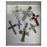 925 Red Cross, 10KT small purple cross, misc
