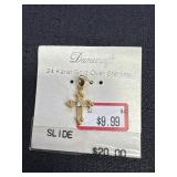 24K Gold over Sterling Cross Pendant