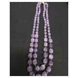 Vtg. Double Strand Translucent Purple Necklace