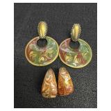 Vtg. Paint Swirl Dangle Earrings