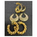(3) Pairs of Hoop Gold Tone Earrings
