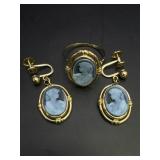 14K Cameo Earring & Ring Set