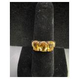 10K Gold Oval Citrine Gemstone Ring