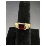 10K Garnet Ring w/ possible diamond chips