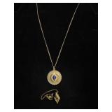 Gold Tone Sorority Symbol Necklace & Pin
