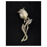 Gold Tone Rose Bud Brooch